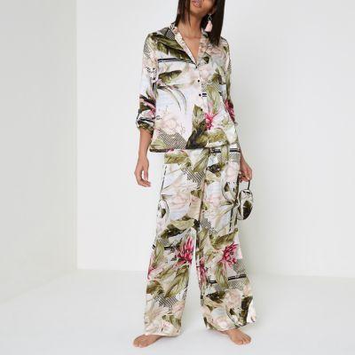 River Island Womens Satin Tropical Pajamas Gift Box