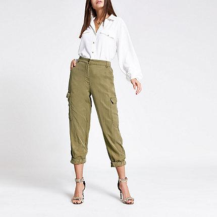 River Island Womens Cropped Cargo Trousers