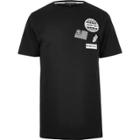 River Island Mensblack Longline Badge T-shirt
