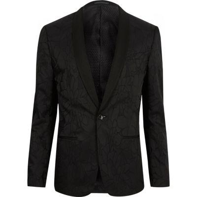 River Island Mens Textured Floral Skinny Fit Blazer