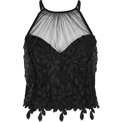 River Island Womens Leaf Lace Mesh Insert Bralet