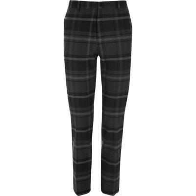 River Island Mens Check Skinny Fit Smart Trousers