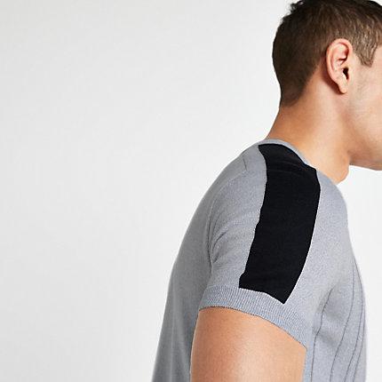 River Island Mens Slim Fit Ribbed Knit T-shirt