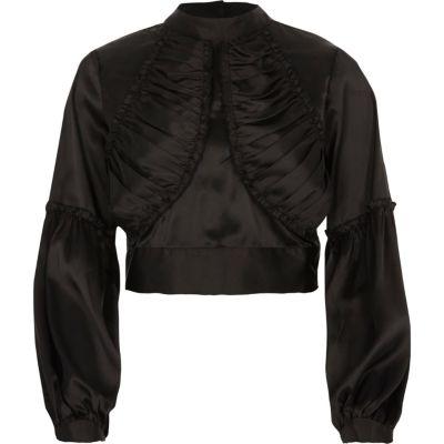 River Island Womens Satin Ruffle Front High Neck Crop Top