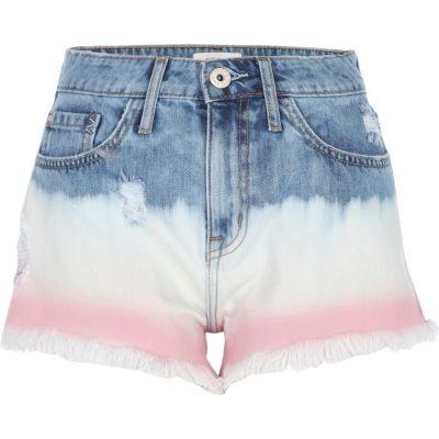 River Island Womens Distressed Ombre Dye Denim Shorts