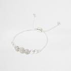 River Island Womens Silver Tone Rhinestone Bead Lariat Bracelet