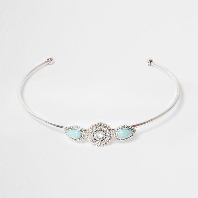 River Island Womens Silver Tone Stone Arm Cuff