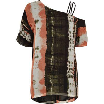 River Island Womens Tie Dye One Shoulder Cami Strap Top