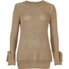 River Island Womens Gold Tie Cuff Textured Knit Top