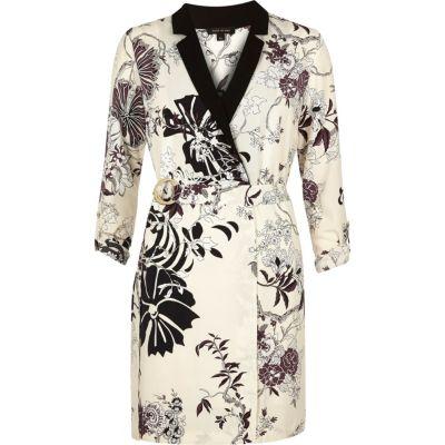 River Island Womens Floral Print Tux Dress