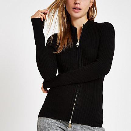River Island Womens Knit Zip Through Turtle Neck Jumper