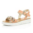 River Island Womens Nude Leather Embellished Sandals