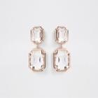 River Island Womens Rose Gold Tone Crystal Jewel Clip On Earrings