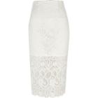 River Island Womens White Lace Pencil Skirt