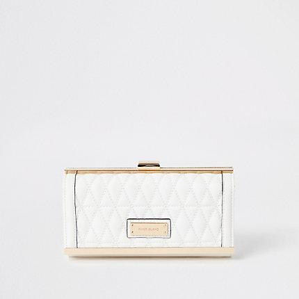 River Island Womens White Quilted Cliptop Purse