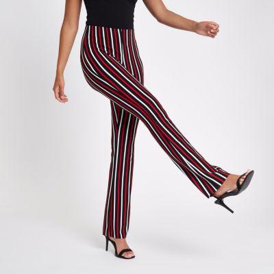 River Island Womens Stripe Rib Flared Trousers