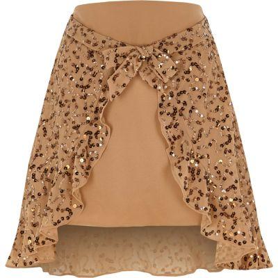 River Island Womens Sequin Tie Front Mini Skirt
