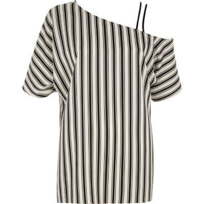 River Island Womens Stripe One Shoulder Cami Strap Top