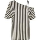 River Island Womens Stripe One Shoulder Cami Strap Top