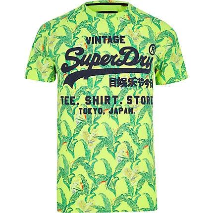 River Island Mens Superdry Neon Leaf Print T-shirt