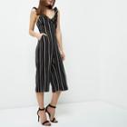 River Island Womens Petite Stripe Frill Culotte Jumpsuit