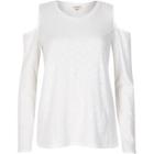 River Island Womens White Space Dye Cold Shoulder Top