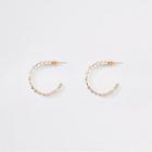 River Island Womens Rose Gold Paved Double Hoop Earrings