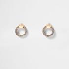 River Island Womens Gold Tone Diamante Circle Stud Earrings