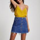 River Island Womens Button Down Denim Mini Skirt