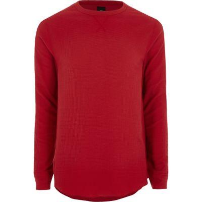 River Island Mens Waffle Slim Fit Long Sleeve T-shirt