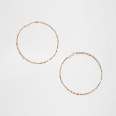 River Island Womens Gold Tone Faceted Oversized Hoop Earrings
