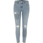River Island Womens Slogan Ripped Amelie Super Skinny Jeans