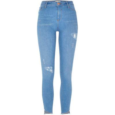 River Island Womens Bright Molly Asymmetric Hem Jeans