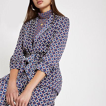 River Island Womens Geo Print Belted Blazer