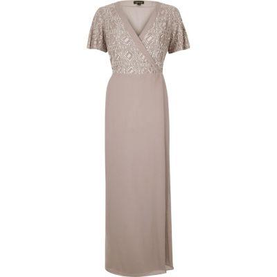 River Island Womens Embellished Wrap Maxi Dress