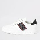 River Island Mens White Check Tape Chunky Runner Trainers