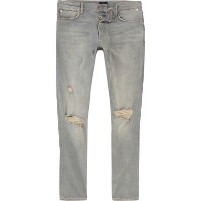 River Island Mens Washed Ripped Sid Skinny Jeans