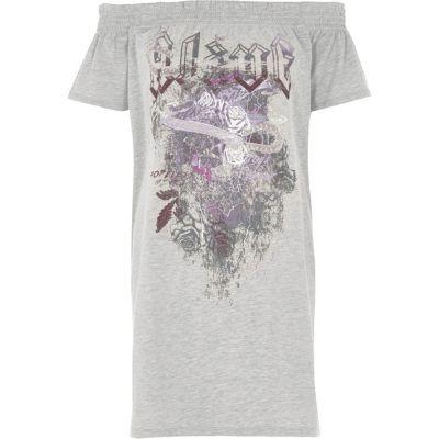River Island Womens 'alive' Longline Bardot Band T-shirt