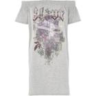 River Island Womens 'alive' Longline Bardot Band T-shirt