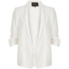 River Island Womens White Ruched Sleeve Blazer