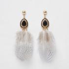 River Island Womens Feather Jewel Drop Earrings