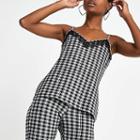 River Island Womens Monochrome Check Lace Cami Top