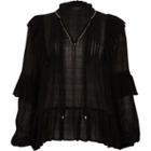 River Island Womens Check Sheer Tie Neck Frill Smock Top