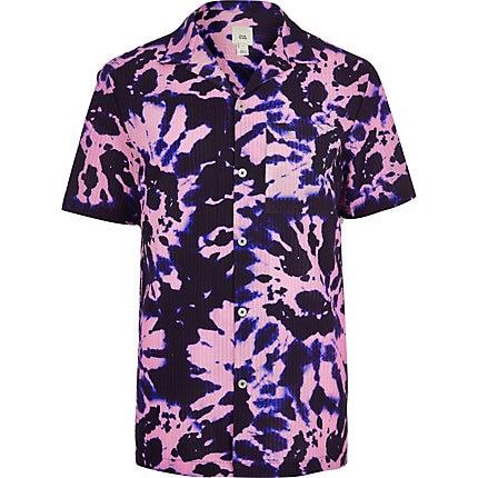 River Island Mens Tie Dye Chest Pocket Shirt