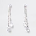 River Island Womens Cubic Zirconia Cup Chain Drop Earrings