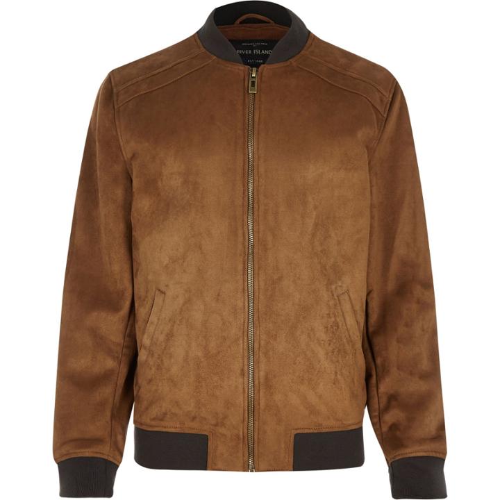 River Island Mensbrown Faux-suede Jacket