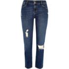 River Island Womens Mid Wash Distressed Stevie Straight Jeans