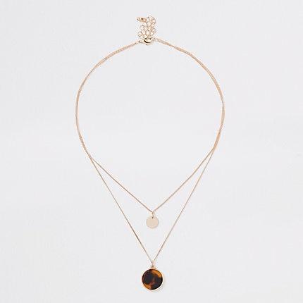 River Island Womens Gold Color And Yellow Circle Necklace