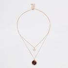 River Island Womens Gold Color And Yellow Circle Necklace