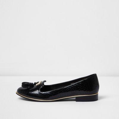 River Island Womens Patent Embossed Loafers